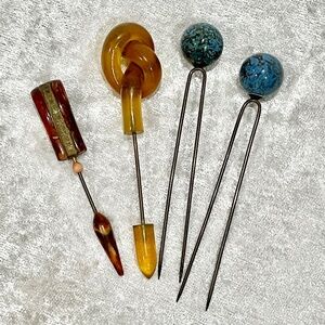 Antique Vintage Chinese Bakelite Hairpins Ornaments Japanese Accessories